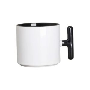 BESTSUB Чаша, керамична, с Т-образна дръжка, 270 ml, бяло-черна