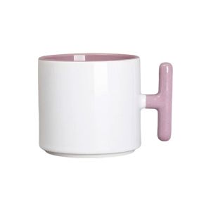 BESTSUB Чаша, керамична, с Т-образна дръжка, 270 ml, бяло-розова