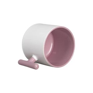 BESTSUB Чаша, керамична, с Т-образна дръжка, 270 ml, бяло-розова