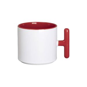 BESTSUB Чаша, керамична, с Т-образна дръжка, 270 ml, бяло-червена