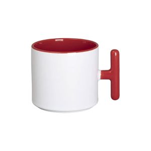 BESTSUB Чаша, керамична, с Т-образна дръжка, 270 ml, бяло-червена