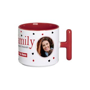 BESTSUB Чаша, керамична, с Т-образна дръжка, 270 ml, бяло-червена