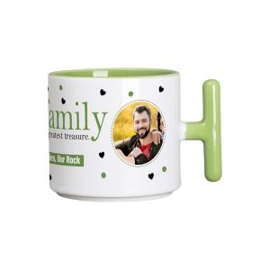 BESTSUB Чаша, керамична, с Т-образна дръжка, 270 ml, бяло-зелена