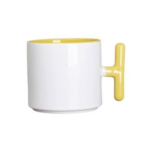 BESTSUB Чаша, керамична, с Т-образна дръжка, 270 ml, бяло-жълта