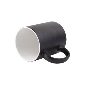 BESTSUB Магическа чаша, керамична, с дръжка, 330 ml, черен мат