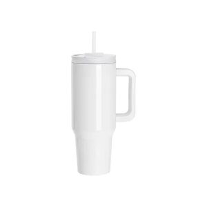 BESTSUB Чаша, с дръжка, сламка и капак, 1200 ml, бяла