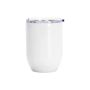 BESTSUB Чаша за вино, с капак, неръждаема стомана, 450 ml, бяла