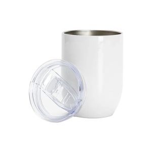 BESTSUB Чаша за вино, с капак, неръждаема стомана, 450 ml, бяла