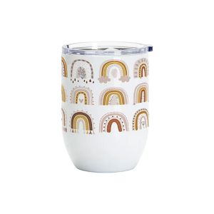 BESTSUB Чаша за вино, с капак, неръждаема стомана, 450 ml, бяла