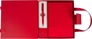 Комплект бележник А5 с х-ка Wellington Oxford, червен