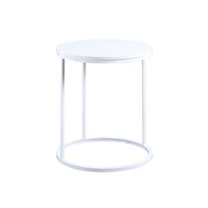 RFG Ниска маса Tом, 500 х 500 х 600 mm, кръгъл плот, ПДЧ 15 mm, бял, бели метални крака