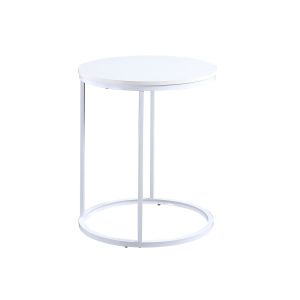 RFG Ниска маса Tом, 500 х 500 х 600 mm, кръгъл плот, ПДЧ 15 mm, бял, бели метални крака