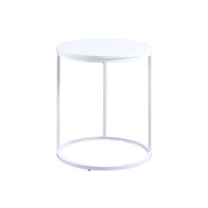 RFG Ниска маса Tом, 500 х 500 х 600 mm, кръгъл плот, ПДЧ 15 mm, бял, бели метални крака