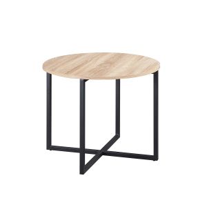 RFG Ниска маса Soft, 600 х 60 х 500 mm, кръгъл плот, ПДЧ 15 mm, дъб сонома, черни метални крака