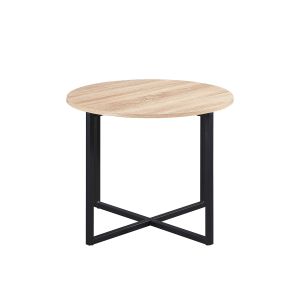 RFG Ниска маса Soft, 600 х 60 х 500 mm, кръгъл плот, ПДЧ 15 mm, дъб сонома, черни метални крака