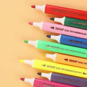 Beifa Флумастери SY105-V701, двойни, в пластмасова кутия, 12 цвята