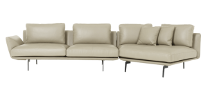 Кожен ъглов диван GRAM LUX - бежов