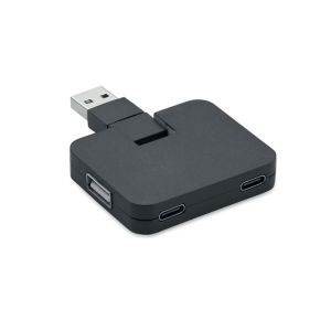 More Than Gifts USB хъб, 4 порта 2 х USB Type-A, 2 х USB Type-C, вход Type-C/Type-A, черен