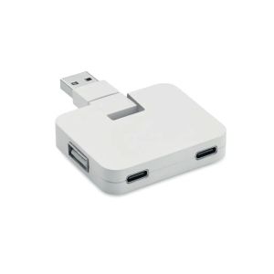 More Than Gifts USB хъб, 4 порта 2 х USB Type-A, 2 х USB Type-C, вход Type-C/Type-A, бял