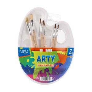 Комплект четки за рисуване Sazio Arty, 6 броя, с овална палитра