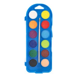 Акварелни бои Junior Aqua Real, с четка, големи, 12 цвята