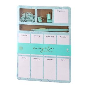 Планер Biro Time Opal, седмичен, с канцеларски материали, 48 листа, мента