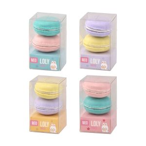 Гума за молив Sazio Loly, френски макарони, 2 броя, асорти, 1 брой