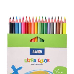 Цветни моливи Junior Ultra Color, триъгълни, 15 стандартни и 3 металикови цвята