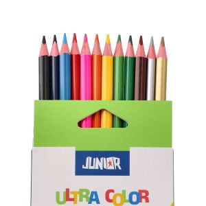 Цветни моливи Junior Ultra Color, триъгълни, 10 стандартни и 2 металикови цвята