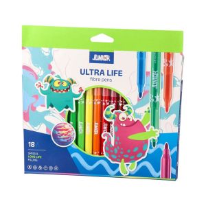 Флумастери Junior Ultra Life, дълготрайни, 18 цвята