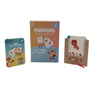 Стартов комплект Puncho - Образователни карти Познай животното, с включена кутия, над 2 години