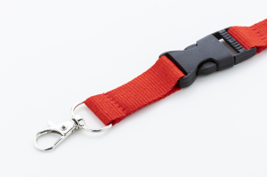 Лента за бадж, с катарама и карабинер, 20 x 560 mm, червена