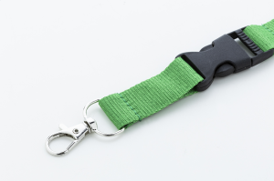 Лента за бадж, с катарама и карабинер, 20 x 560 mm, зелена