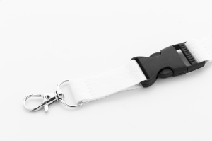 Лента за бадж, с катарама и карабинер, 20 x 560 mm, бяла