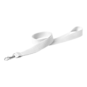Лента за бадж, с карабинер, 20 x 500 mm, бяла
