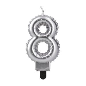 Свещ за торта Festa, цифра 8, сребриста