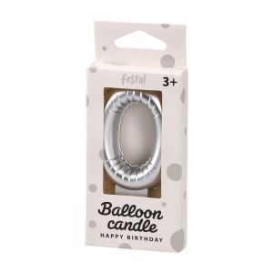 Свещ за торта Festa, цифра 0, сребриста