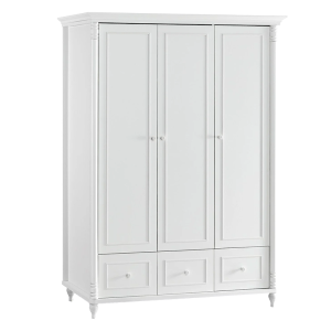 Трикрилен детски гардероб с чекмеджета NIL - бял