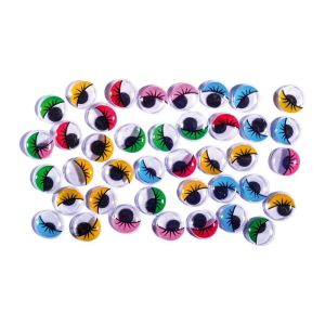 Очички Junior, мърдащи, цветни, с мигли, 12 mm, 40 броя