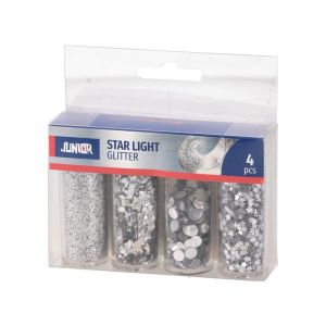 Брокат и конфети Junior, сребристи, 4 броя