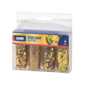 Брокат и конфети Junior, златисти, 4 броя