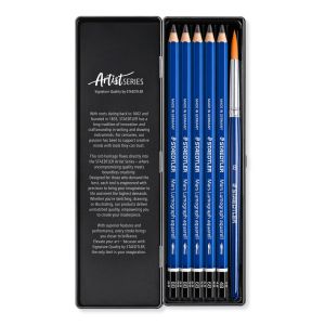 Комплект акварелни  моливи Staedtler Mars Lumograph, 5 броя + четка