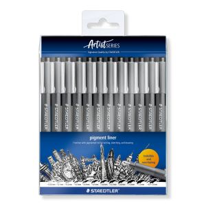 Комплект тънкописци Staedtler Pigment Liner 308, 12 броя