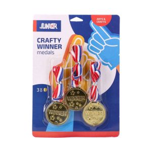 Медал Junior Crafty Reward, пластмасов, златист, 3 броя