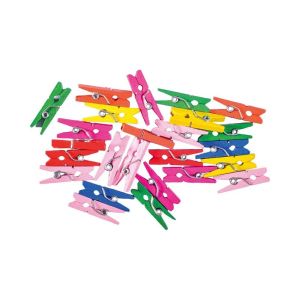 Щипки Junior, дървени, цветни, 25 х 8 mm, 25 броя