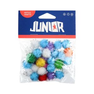 Помпони за декорация Junior, с блясък, 15 mm, 30 броя