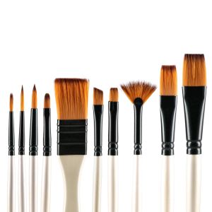 Четки за рисуване Standart Pop Brush, синтетичен косъм, в несесер, 10 броя