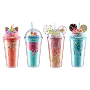 Чаша Takk Lagro 20, със сламка, сладолед, 450 ml, асорти, 1 брой