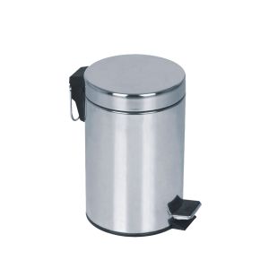 Кош за отпадъци, с педал, метален, 20.5 х 20.5 х 27.5 cm, 5 L, инокс