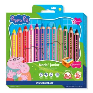 Цветни  моливи Staedtler NJ Peppa Pig 140, 3в1, 12 цвята